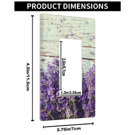 Pznen Lavender Single Rocker Switch Plate Purple Lilac Floral Flowers Wood Rustic Wall Plate 1 Gang Standard Plug Cover for GFCI Outlet Home Decorative Office