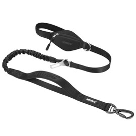 MIDOG Dog Leash with Zipper Pouch,4FT Leash for Dog Walking,Multifunctional Bungee Dog Leash with Car Seat Belt Buckle for Medium and Large Dogs