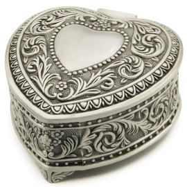 Wingostore Caja de música de aleación de metal en relieve con movimiento dorado y a cuerda para Navidad/Cumpleaños/Día de San Valentín (HearShapedMeta