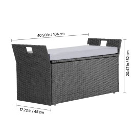 2-Person Outdoor Storage Bench 40 Gal Deck Box with PE Rattan and Cushion Supports 400 Lbs Patio BenchesDefault: Default