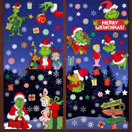 9 Sheets of Christmas Window Decoration, Winter Window Christmas Decoration, Reusable PVC Double-Sided Stickers, Double-Sided Christmas Decoration Window for Christmas Party, Home Window Decoration