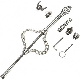 Herramienta Limpiadora de Desagües Desatascador de Tuberías Destapador de Drenaje Cepillo de Cadena Manual Cabezal Intercambiable de Acero Adecuado para Cocina Baño Limpieza Periódica