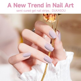 Nagelfolie UV Härtend - 28 Stück Nagelaufkleber Nagelfolien Selbstklebend Gel Nail Strips für UV Lamp Lang Anhaltende Nagellackstreifen Gel-Nagelaufkleber Art Stickers DIY für Damen