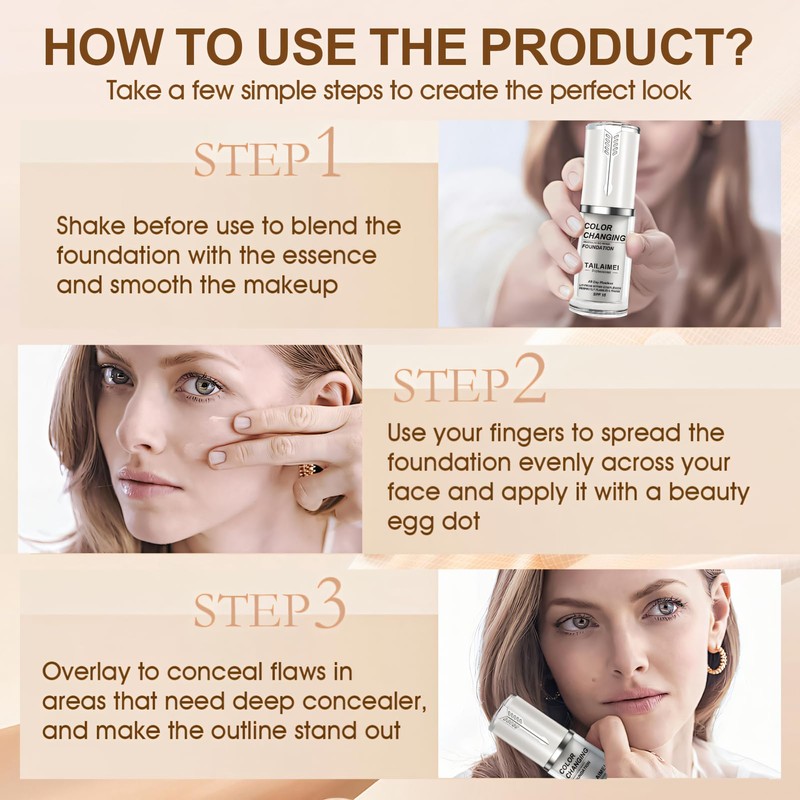 Allony Foundation Colour Changing, 40 ml Colour Changing Foundation, Colour-Changing