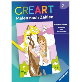 Ravensburger CreArt Malen nach Zahlen ab 7: Pferdeträume, Großes Malbuch, 48 Motive
