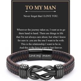 Gifts for Him, Engraved Leather Bracelet Gifts for Husband Boyfriend, Birthday Gifts Christmas Gifts Anniversary Valentines Gifts for Him, Romantic I Love You Gifts for Him Husband Boyfriend Soulmate