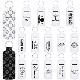 Dansydaisy 16 Pcs Volleyball Lipstick Holder Keychains Bulk Volleyball Gifts for Women Volleyball Lipstick Balm Holder Keychain Clip-on Lipstick Sleeve Pouch for Sports Lover Team Gifts