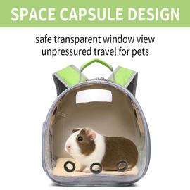 Bunny Carrier, Guinea Pig Carrier,Small Animal Carrier Backpack for Rabbit,Bearded Dragon, Lizard,Hamster,Kitten. Breathable Pet Travel Cage Bag (Grass Green)