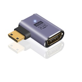 HDMI Mini HDMI Adapter, Poyiccot L-shaped, 8K HDMI Mini HDMI Adapter Super Speed HDMI 2.1 Standard 48Gbps Mini HDMI Male to HDMI Female Converter Adapter for 3D, 8K@60Hz, 4K, 2160P, 1080P, etc (Left