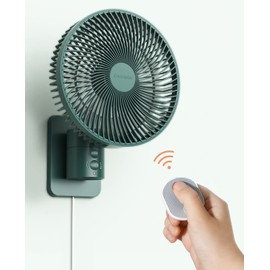 Comoistar Wall Mounted Oscillating Fan with Remote and Timer,8.5 Inch Small RV Fan with 4 Speeds, 90° Oscillation, 120° Adjustable Tilt, 5.92 feet Wire, Quiet Corner Fans for Bedroom, Indoor Bathroom