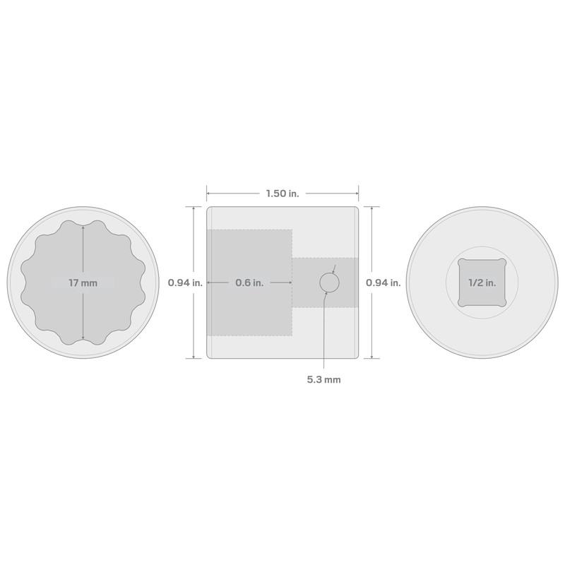 TEKTON 1/2 Inch Drive x 17 mm 12-Point Impact Socket
