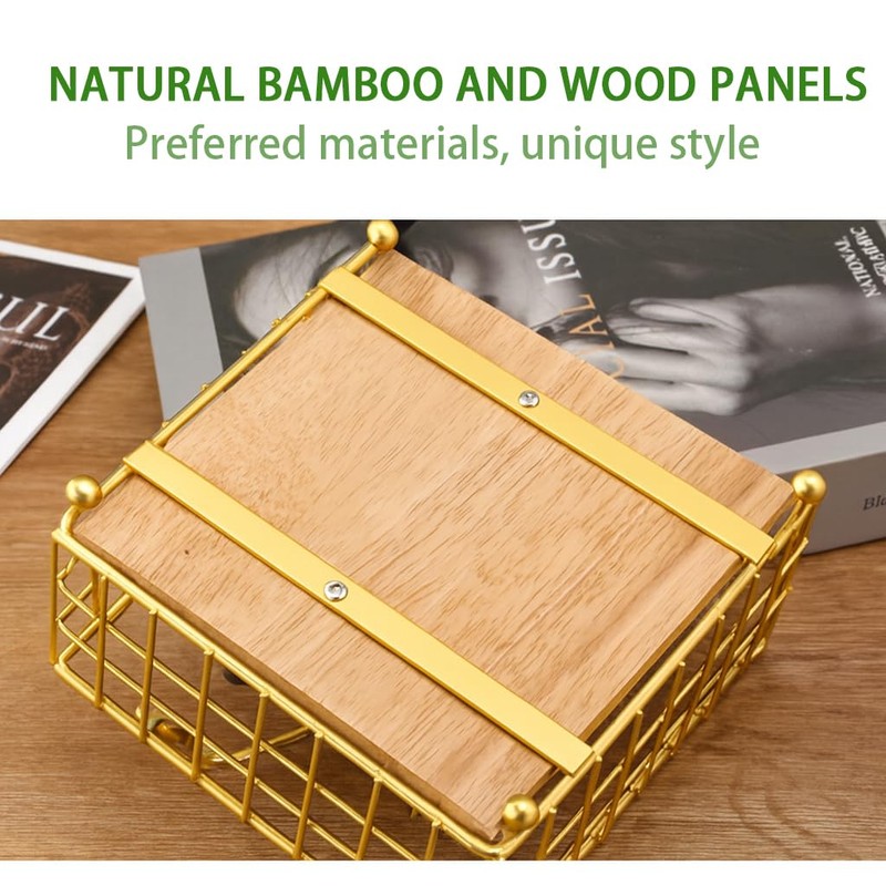 Metal Napkin Holder with Wood Base – Modern Freestanding Paper