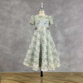 Sage Green HOCO Dresses for Girl 14-16 Tulle Appliqued Flower Girl Dress Plus Size Elegant 3D Embroidery Long Dress for 16