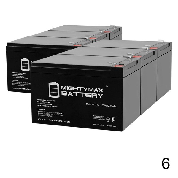 Mighty Max Battery ML12-12 - 12V 12AH F2 Replacement Battery Compatible with Interstate DCM0012 Wheelchair Scooter - 6 Pack Brand Product