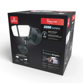 Globe 240-Degree 22W Twin Head White 2200 Lumens Hardwired Outdoor Integrated LED Floo