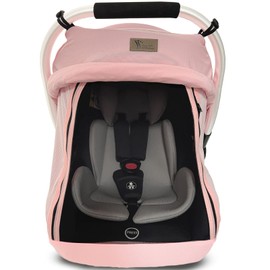CarSeat Covers for Babies - Universal Baby Car Seat Covers for Girl Summer Infants Carseat Covers Breathable with Inner Bug Nets Covers Dustproof Privacy Shade Protection Baby Covers with Hoop