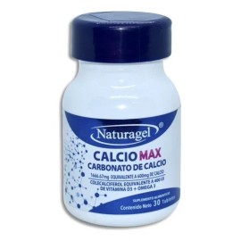 Calciomax, Carbonato De Calcio, Naturagel, Bote Con 30 Table Sabor Sin Sabor