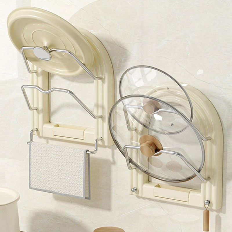 Pot Lid Organizer Rack Wall Mounted Drill Free Space Saving