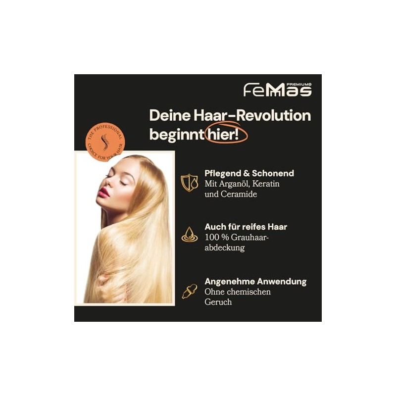 FemMas Haarfarbe Hellblond Gold 8.3 I Haarfarbe mit Arganöl, Keratin