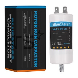 BlueStars 16 uf/MFD/Microfarad 250 VAC Volts CBB60 50Hz/60Hz Run Capacitor with Screw - Exact Fit for Start-up of AC Motors Run Electric Motors Water Pumps - Lifetime Up to 30.000 Hours