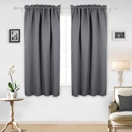 Deconovo-Rod Pocket Texture Embossed Blackout Marble Design Thermal Insulated Panels Dark Grey Curtains for Bedroom, 42Wx63L Inch