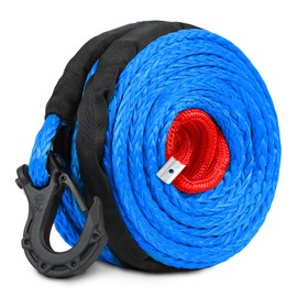 ZESUPER 3/8" x 100ft Synthetic Winch Rope Dyneema 12 Strand Winch Cable Car Tow Recovery Winch Line Off Road Recovery Kit Winch Replacement Cable 26,500 lbs for 4WD Off Road Vehicle Truck SUV Jeep