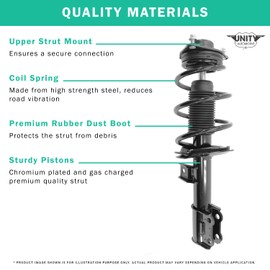 UNITY AUTOMOTIVE Complete Strut Assembly | Compatible with 2016-2018 Hyundai Tucson, 2017-2019 Kia Sportage FWD | Front Right