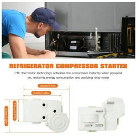 Refrigerator Freezer Compressor PTC Starter Relay, 4 Pins Over Load Protector for ZHB35-105P15, ZHB35-135P15, ZHB54-105P15, ZHB54-120P15, ZHB54-120P4.7