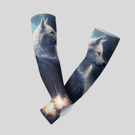 yicomon Cooling Arm Cover For Men & Women - Black And White Wolf Uv Sun Protection Arm Sleeves For Driving Golfing Fishing Cycling Hiking