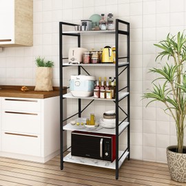 AT-VALY 5-Tier Bakers Rack with Storage Shelf,Free Standing Kitchen Storage Shelf Rack 23.6 L x 15.7 W x 62.6 H (Black)