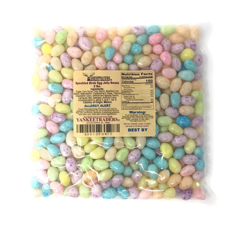 YANKEETRADERS Speckled Birds Egg Jelly Beans, 2 Pounds, Assorted Fruit,