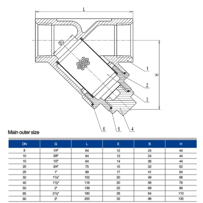 Y-Type Water Strainer, 1/4 Inch DN8 Y-Strainer, Stainless Steel Y-Strainer,