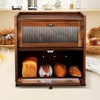 Cabilock Wooden Bread Box for Kitchen Storage - Double Layer