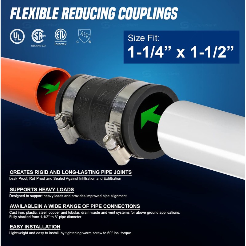 Supply Giant 6I3J Flexible PVC Rubber Coupling with Stainless Steel