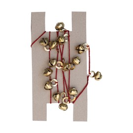 Creative Co-Op 72" L Metal Bell Red Cord, Antique Gold Finish Garland
