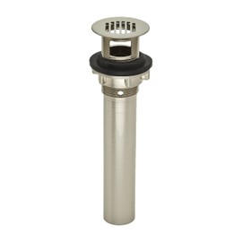 PF WaterWorks DecoDRAIN Grid Strainer Drain for Bathroom Vanity/Lavatory/Vessel/Sink, Plated ABS Body with Overflow; Brushed Nickel; PF0722-BN