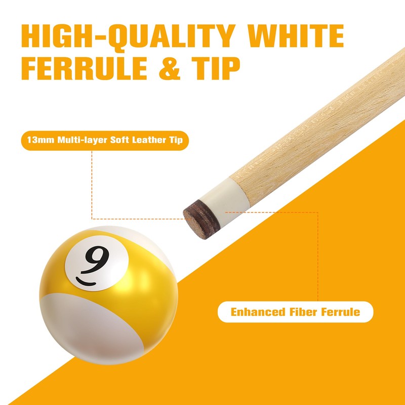 HNQQ 58 One Piece Pool Cue Stick with 13MM Leather