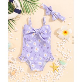 Mioglrie Toddler Baby 2t Swimsuit Girl 3t Bathing Suit Girls One Piece Swimwear Cute Purple Summer Beach Swim Suit