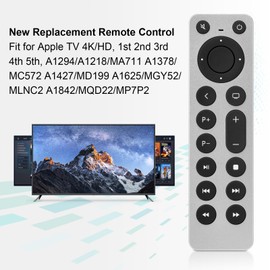 New Replacement Remote Control Fit for Apple TV 4K/HD, 1st 2nd 3rd 4th 5th, A1294/A1218/MA711 A1378/MC572 A1427/MD199 A1625/MGY52/MLNC2 A1842/MQD22/MP7P2, for Apple TV Box, for Mac Dock Music System