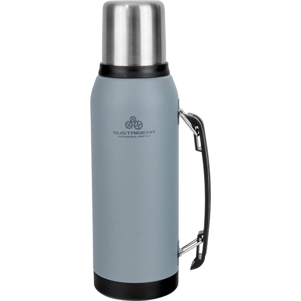 Wahei Freiz RH-1626 Susty Gear 1 Liter Cup, Direct Drinking, 2-Way Water Bottle, Wolf Gray, Thermal Insulation, Vacuum Bottle, Outdoor Use, Scratch Resistant