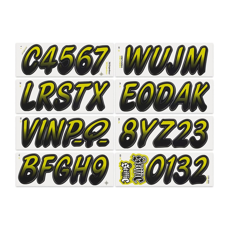 STIFFIE Whipline Jade/Black 3" Alpha-Numeric Registration Identification Numbers Stickers Decals