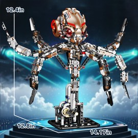 honchoes Mechanical Octopus Building Set, Sea Animal Collection with Light for Adults & Boys 14+ Home Office Decor -1768pcs