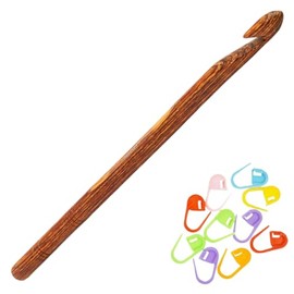 KnitPro Ginger Crochet Hook 6 inch, 6.50mm (15cm, US Size K) with 10 Colorful Stitch Markers