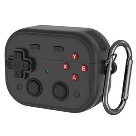 BAQIEJY for AirPods Pro 2 Case with Secure Lock, Classic Handheld Game Console Design TPU Hard Case, Compatible with Airpods Pro Case (2023/2022/2019, 2nd/1st Gen), Compatible with MagSafe, Black