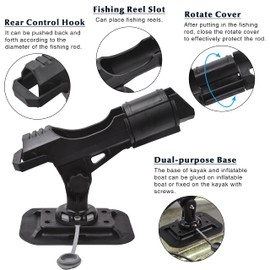 OROOTL Fishing Rod Holder for Boat 360° Adjustable Boat Rod Holder Racks Clamp on Fish Pole Holders Stand Rack for Boats Kayak Canoe Raft Accessories