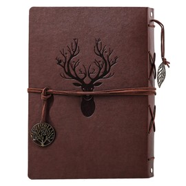 Leather Photo Album Vintage 60 Pages Premium Black Paper Memory Wedding Guest Book DIY for Anniversary Presents Birthday Gifts (Deer)