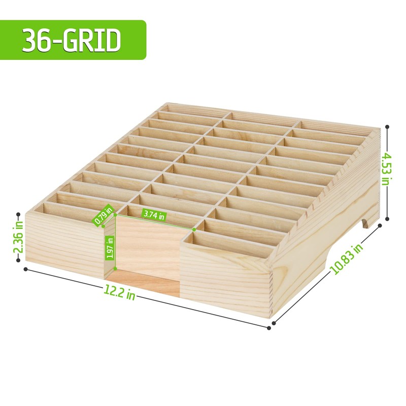 Lzttyee Wooden 36-Grid Cell Phones Storage Box Desktop Mobile Phone