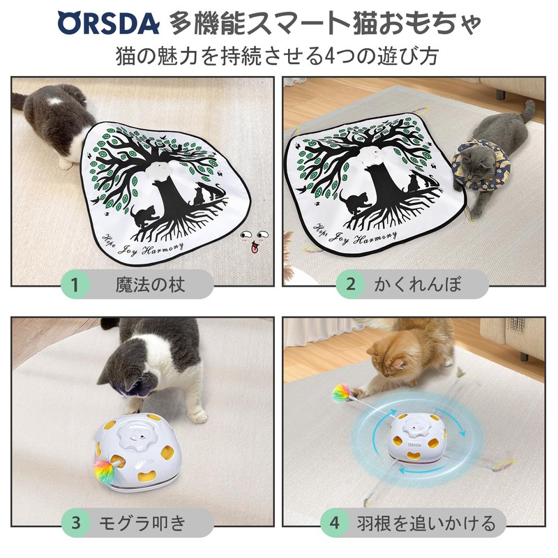 ORSDA Automatic Cat Toy, Indoor Electric, 4 in 1 Cat