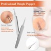 Ezweiji Mitesserentferner Komedonenquetscher Set,Blackhead Remover mit Akne Pickel Pinzette Mitesser