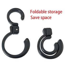 ZZLZX 2PCS Rotating Folding S Hook 360 Degree Foldable Multi-Functional Hook 3.9x1.2x1 inches Portable Plastic Hanging Hook Clothes Hanger for Indoor and Outdoor Use Home Kitchen Garage Black